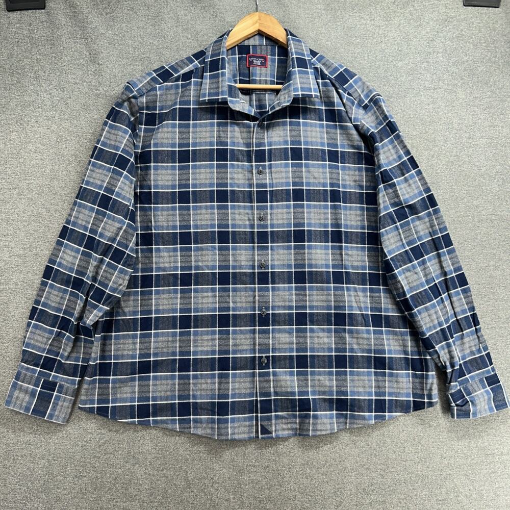 UNTUCKit Shirt Mens 3XL Blue Plaid 100% Cotton Long Sleeve Casual Button Down